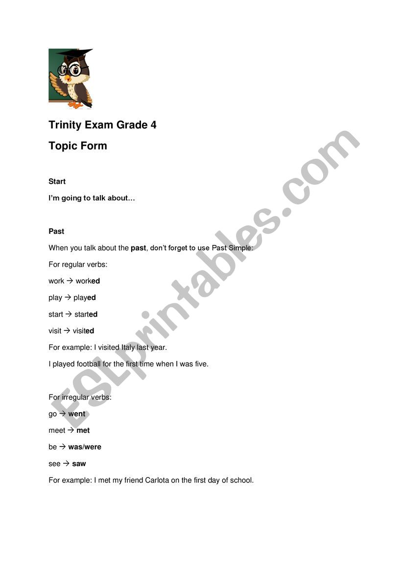 TRINITY EXAM GRADE 4  worksheet