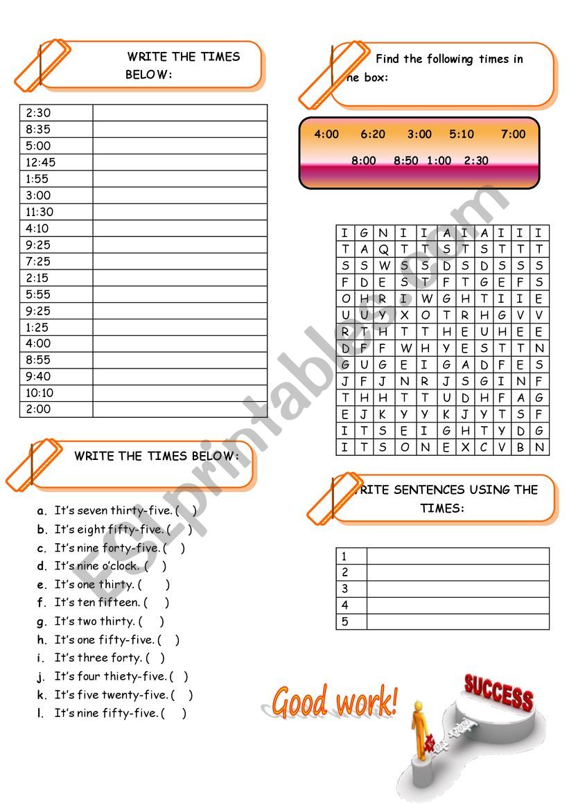 THE TIME worksheet