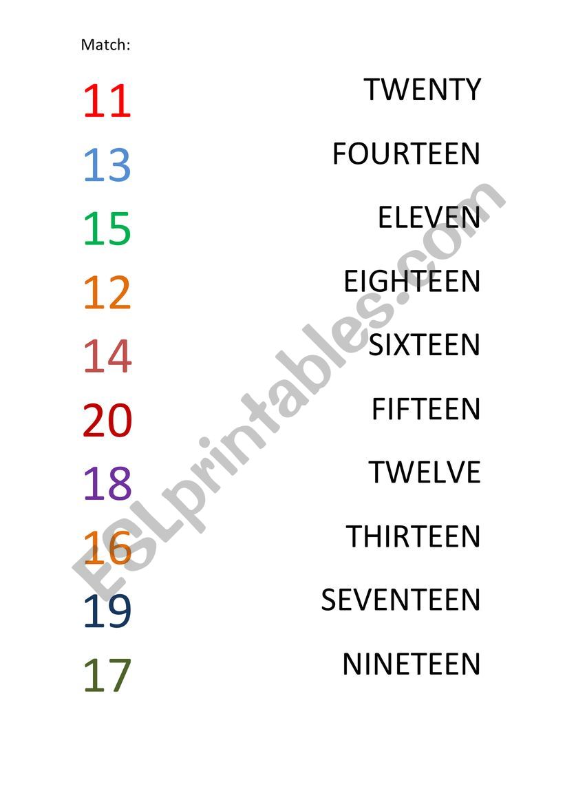 numbers worksheet