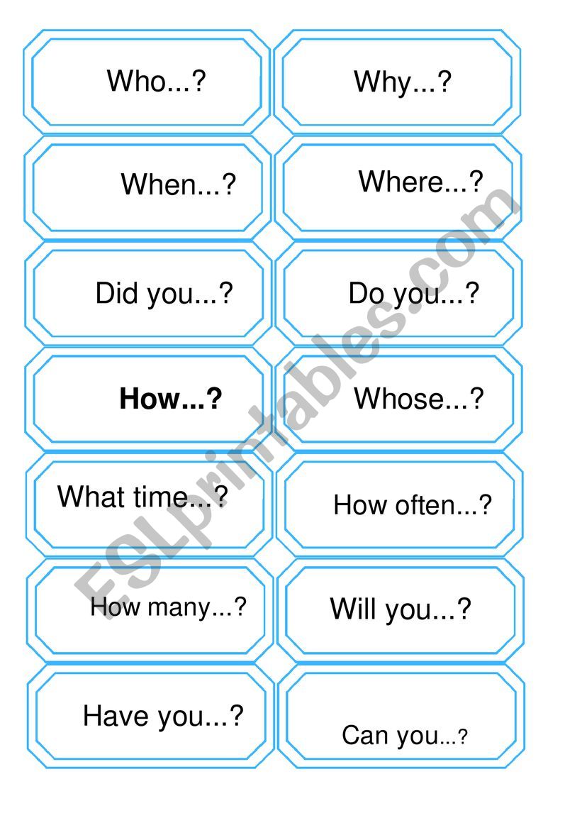 Question words worksheet