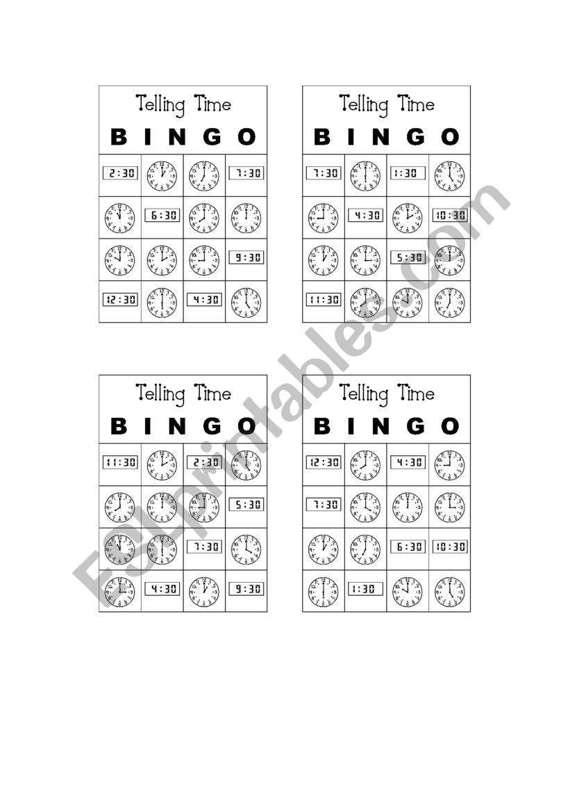 Bingo Telling Time  worksheet