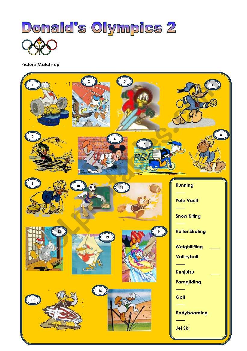 DonaldÂ´s Olympics 2 worksheet