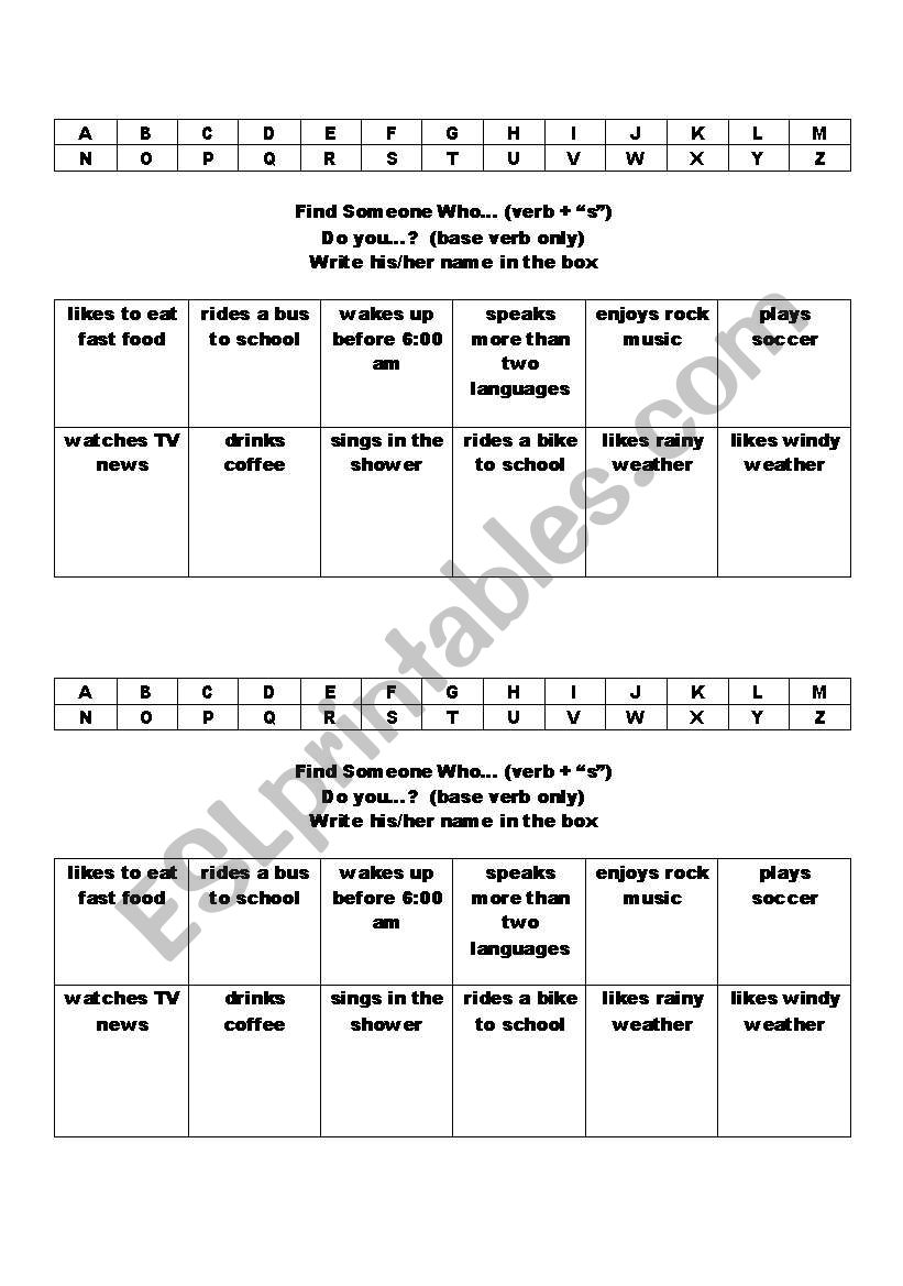 Find Someone Who Mixer worksheet