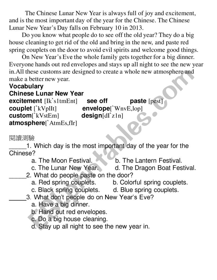 Happy new year  worksheet worksheet