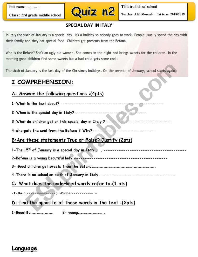 quiz worksheet