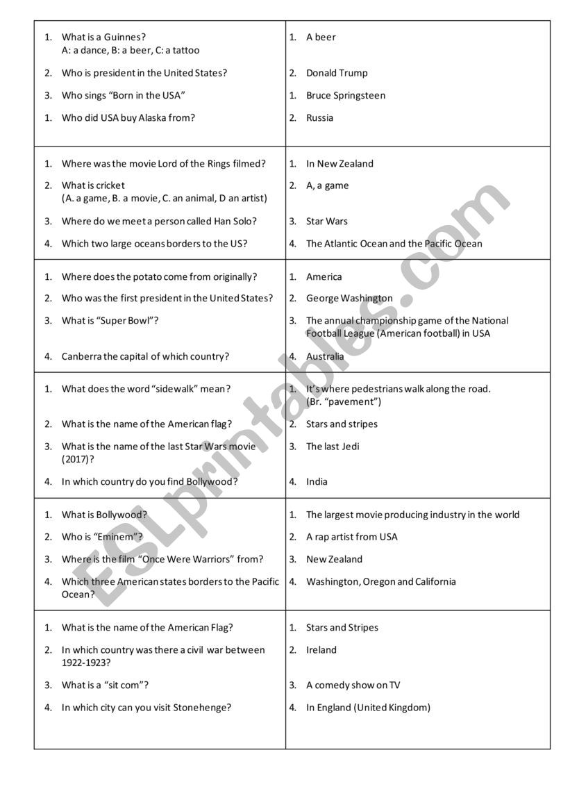 Board Game worksheet