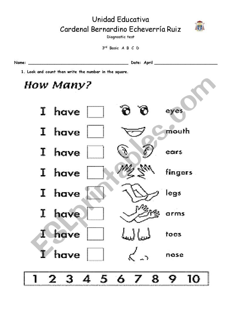 Diagnostic test worksheet