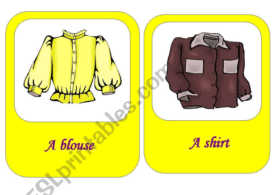 clothes flashcards 5 / 18 worksheet