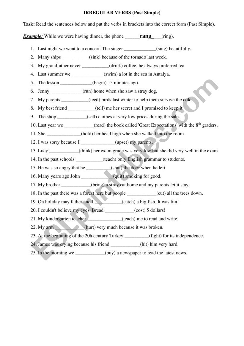 simple past worksheet