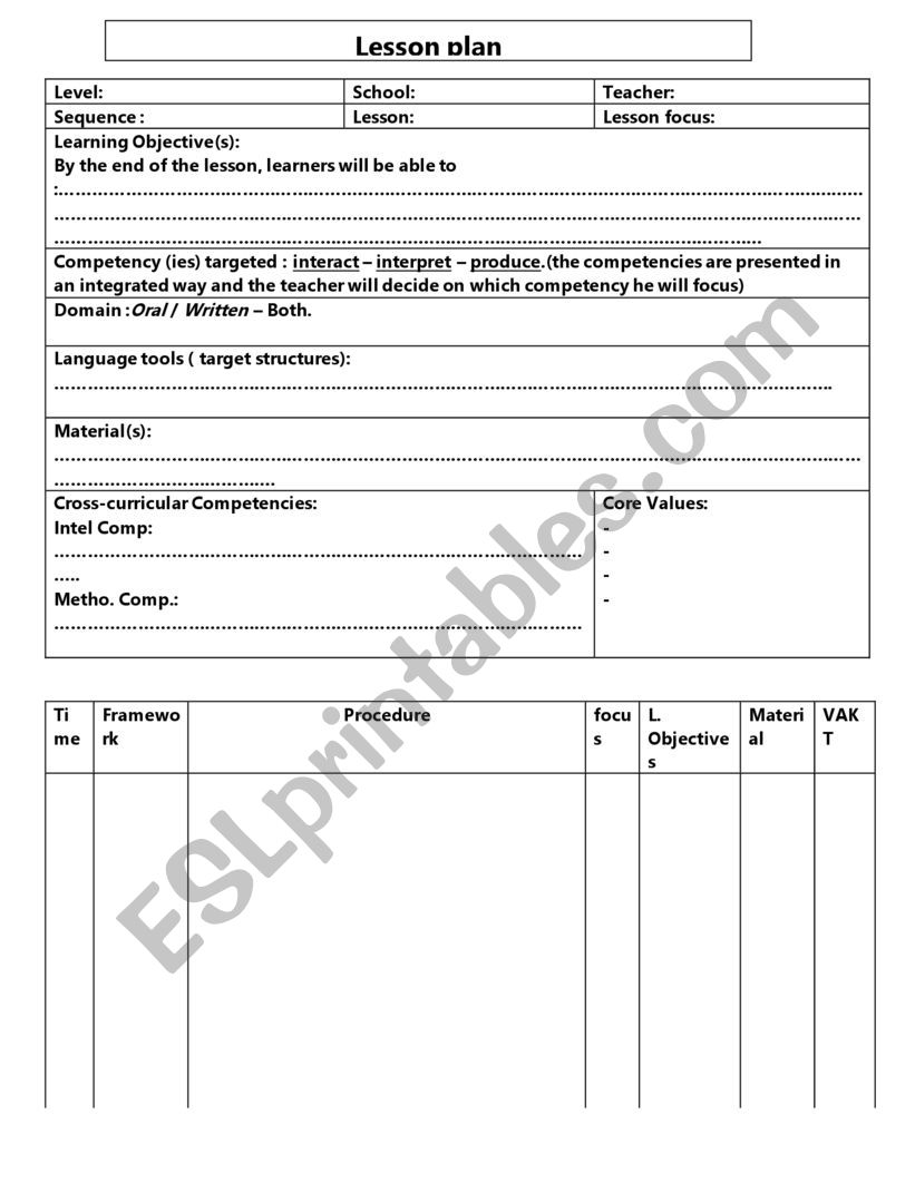 lesson plan worksheet lesson plan worksheet