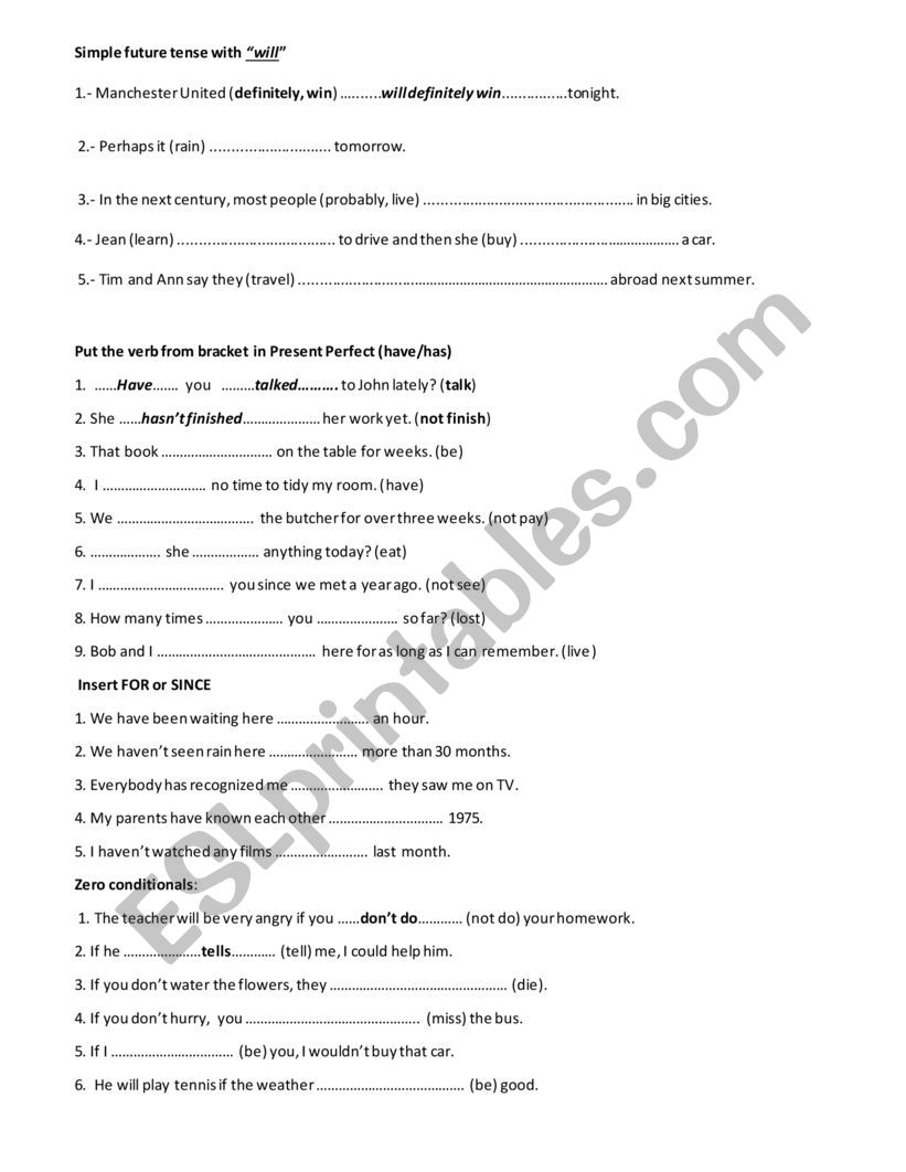 Mixed Grammar Review worksheet