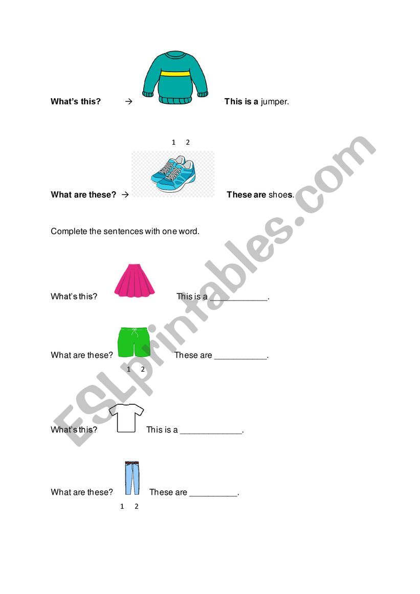 CLOTHES AND DEMOSTRATIVES worksheet