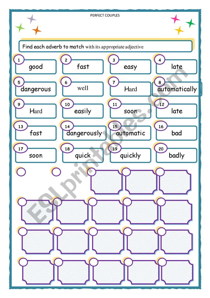 Adjectives and Andverbs worksheet