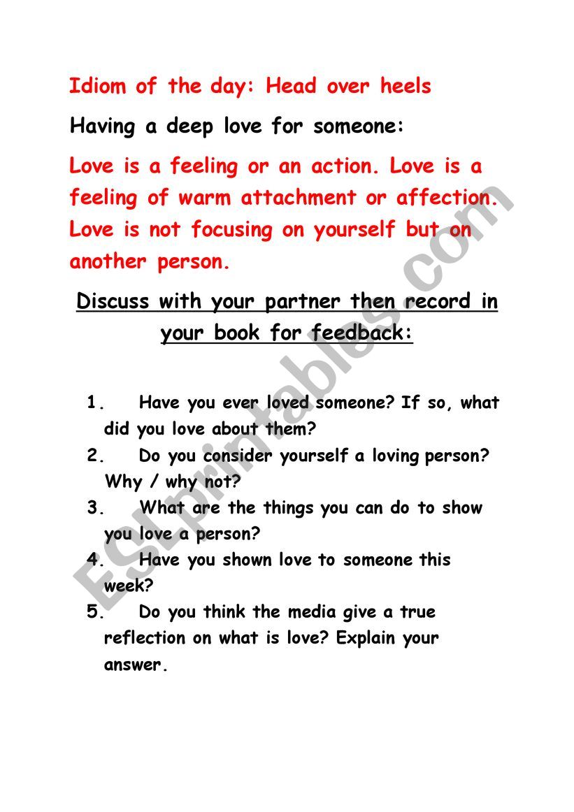 what is love? worksheet