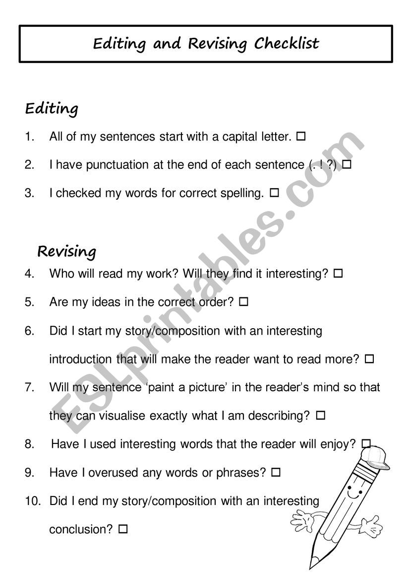 editing-revising-writing-checklist-esl-worksheet-by-charleneesl