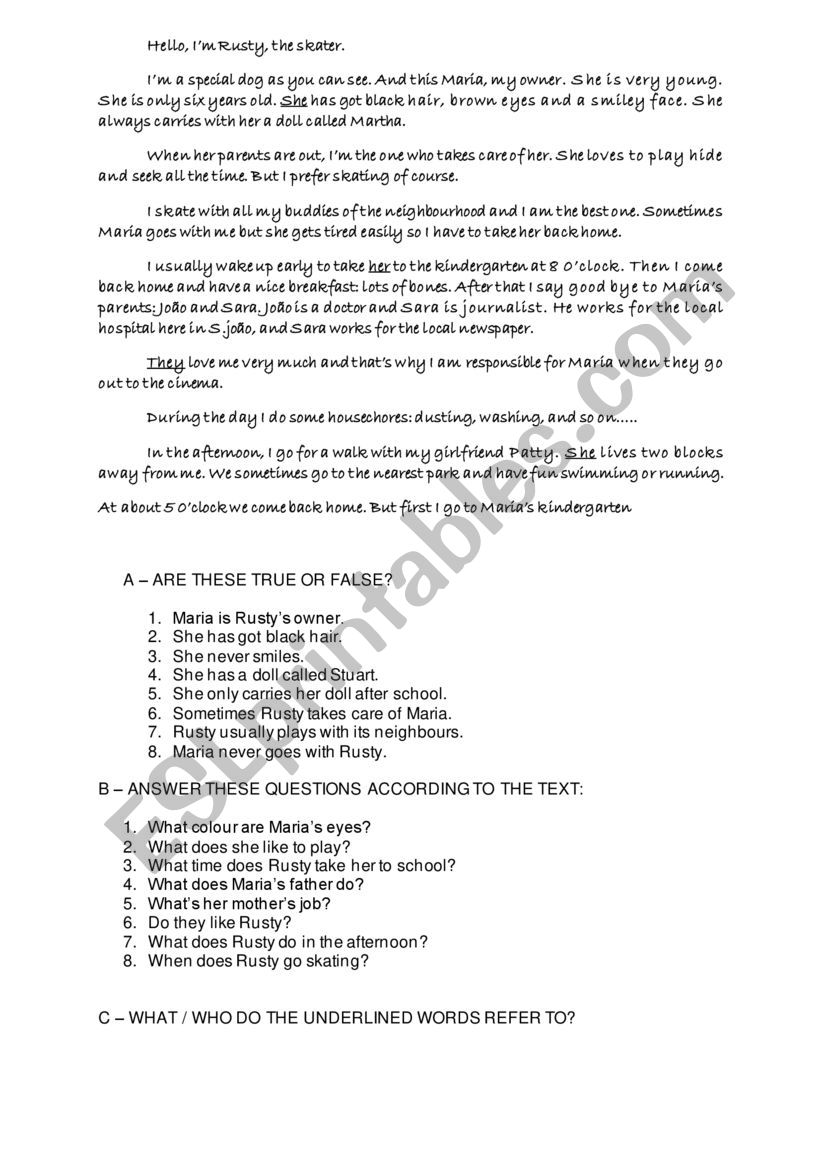 a dog cares about me worksheet