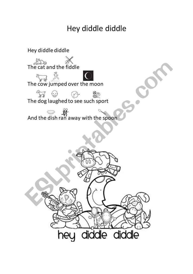 Hey diddle diddle worksheet