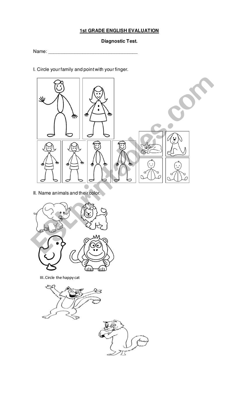 DIAGNOSTIC ENGLISH EFL 1ST  worksheet
