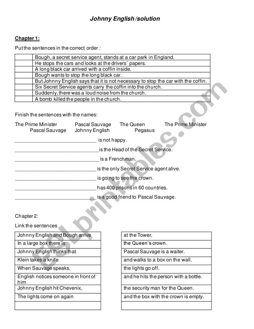 Johnny English worksheet