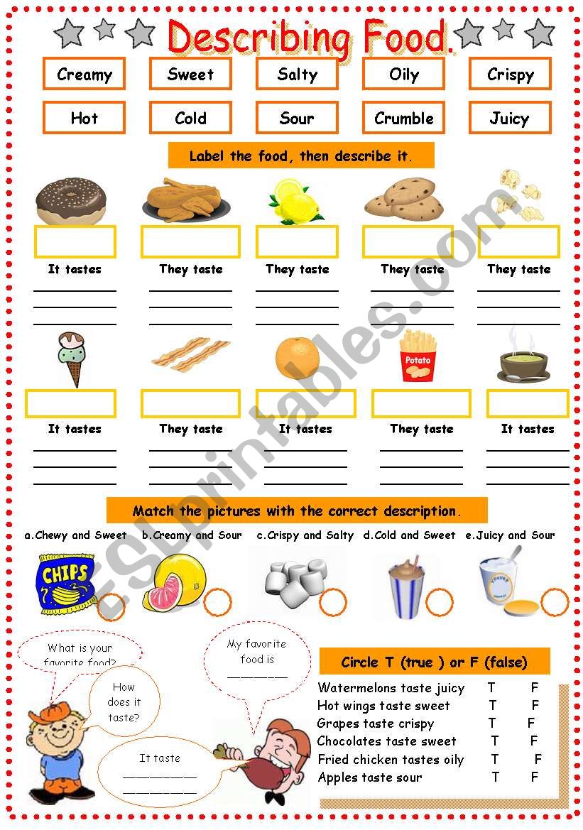 How does it taste?? worksheet