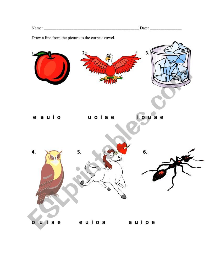 Find the Vowels worksheet