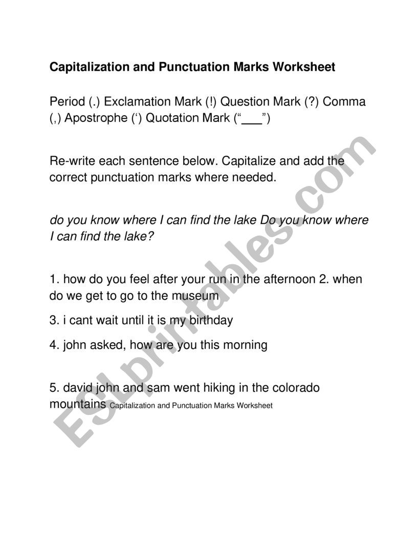 Capitalization and Punctuation