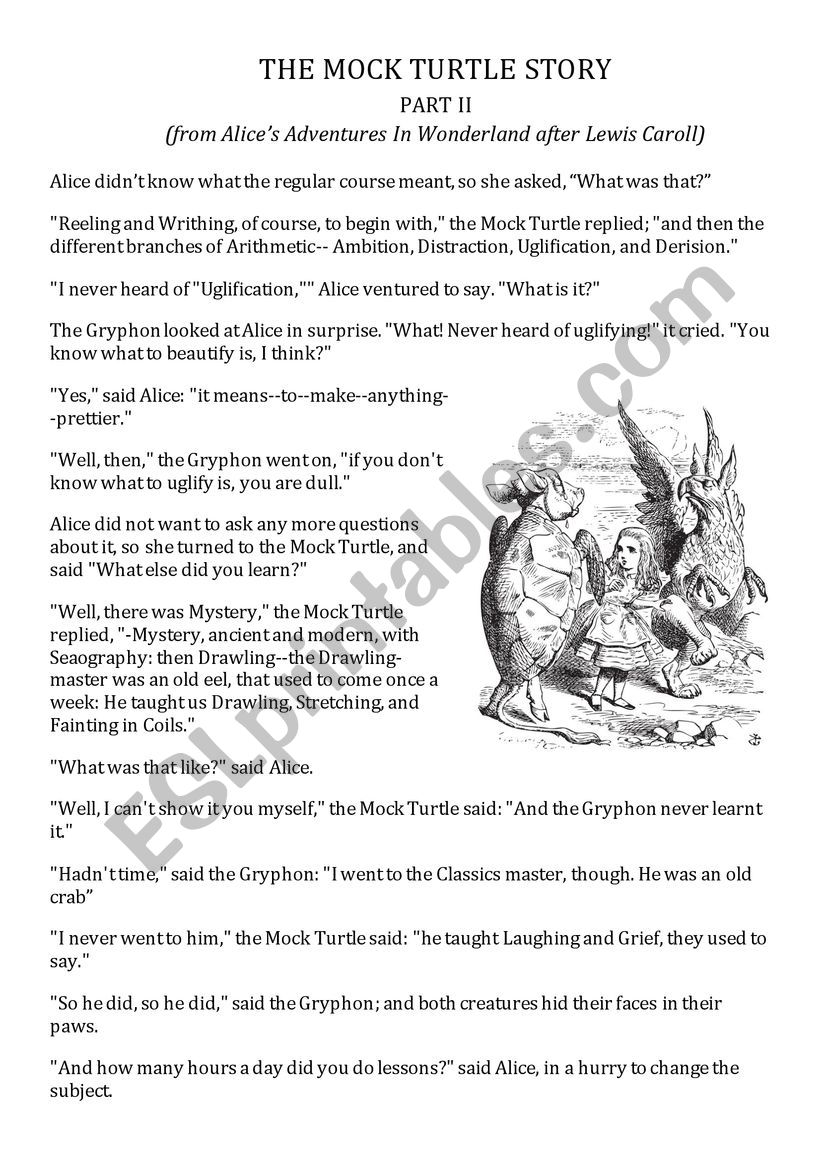 The Mock Turtle Story (The underwater school) - Part II