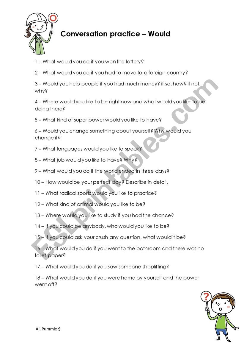 Would: speaking practice worksheet