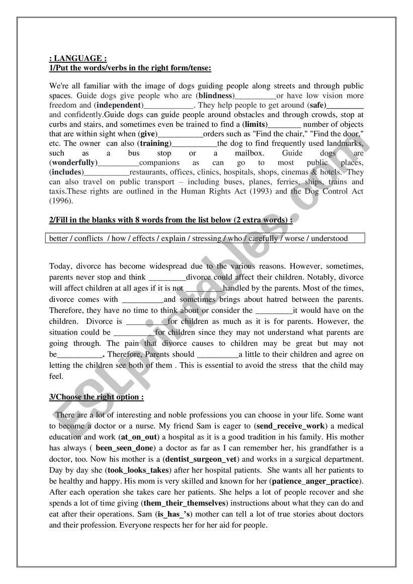 consolidation  worksheet