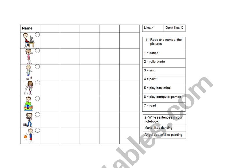 Like+ing worksheet