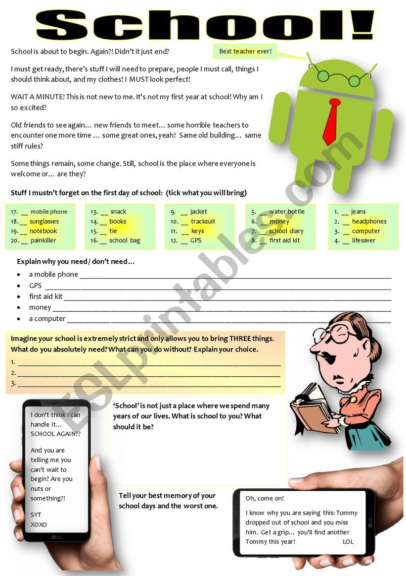 BACK TO SCHOOL worksheet