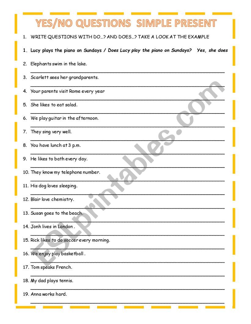 do/ does questions  worksheet
