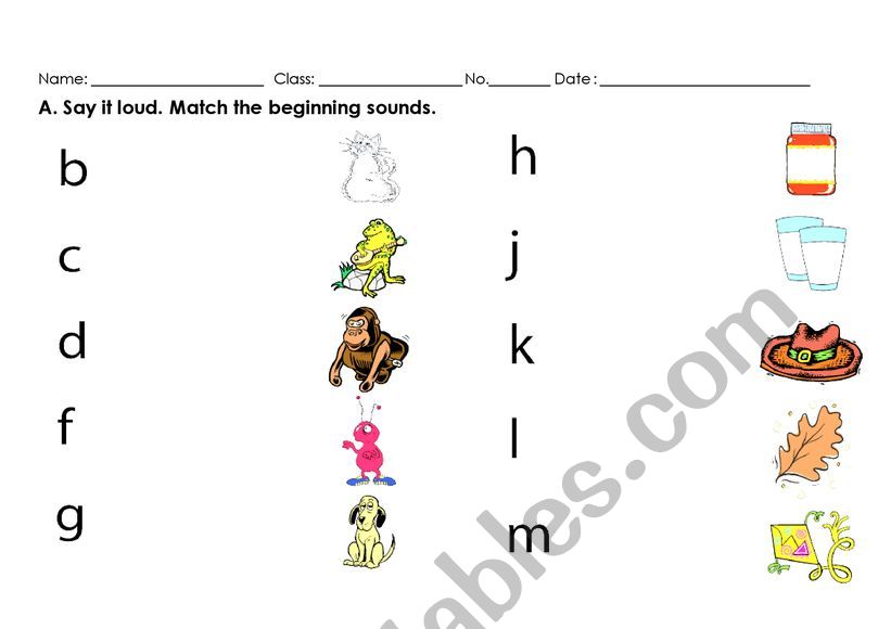 Beginning sounds worksheet