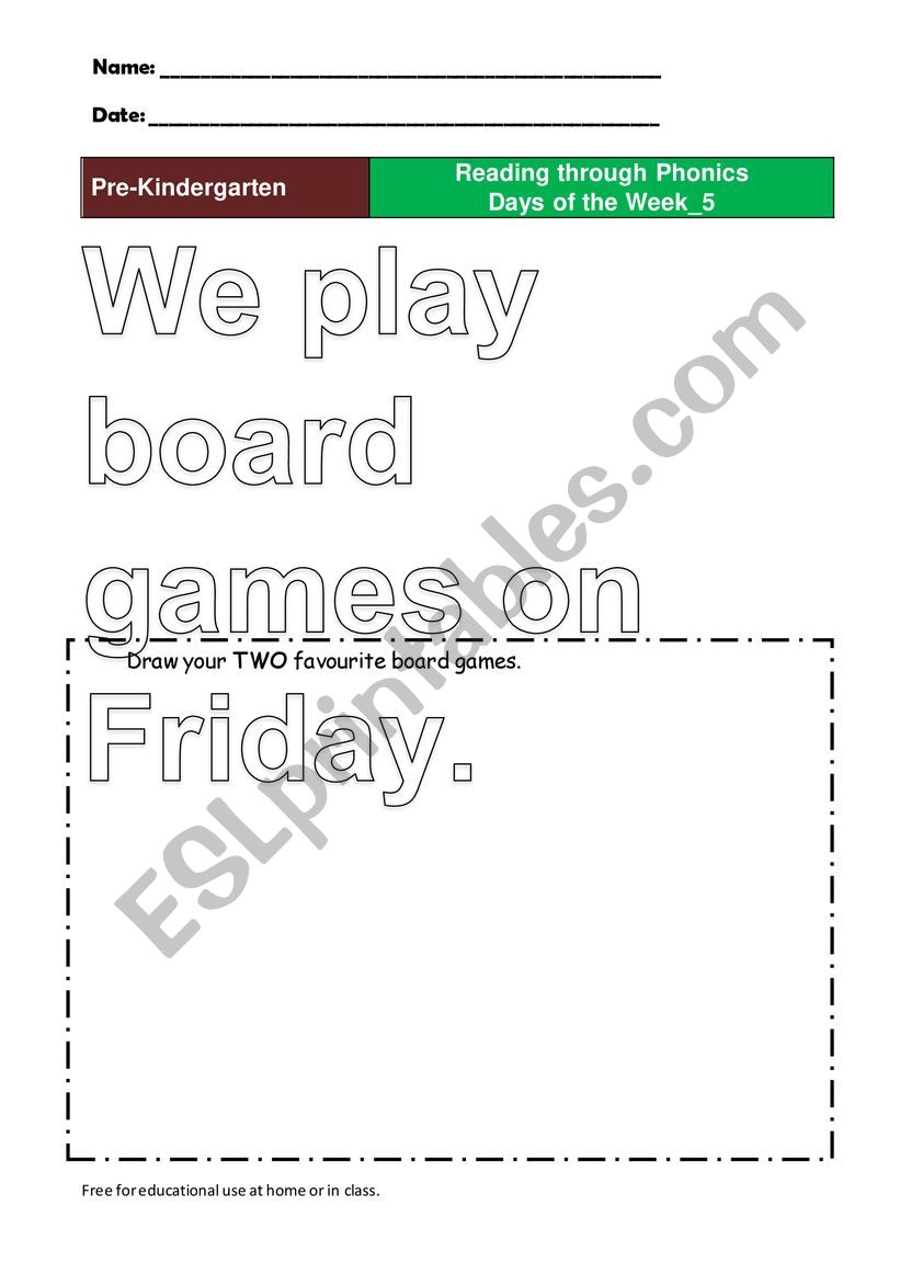 Days of the Week_5 worksheet