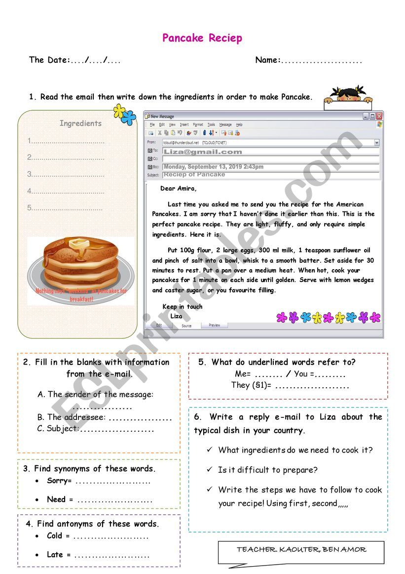 Pancake  worksheet