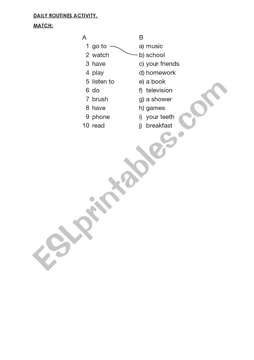 Daily Routines Activity worksheet