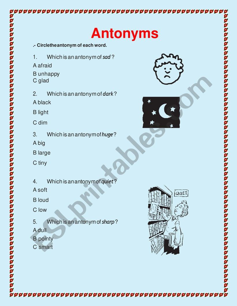 Antonyms worksheet