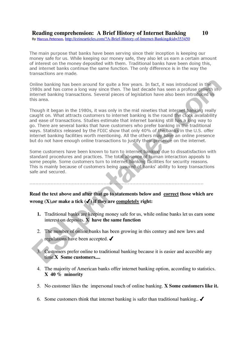 reading comprehension  worksheet