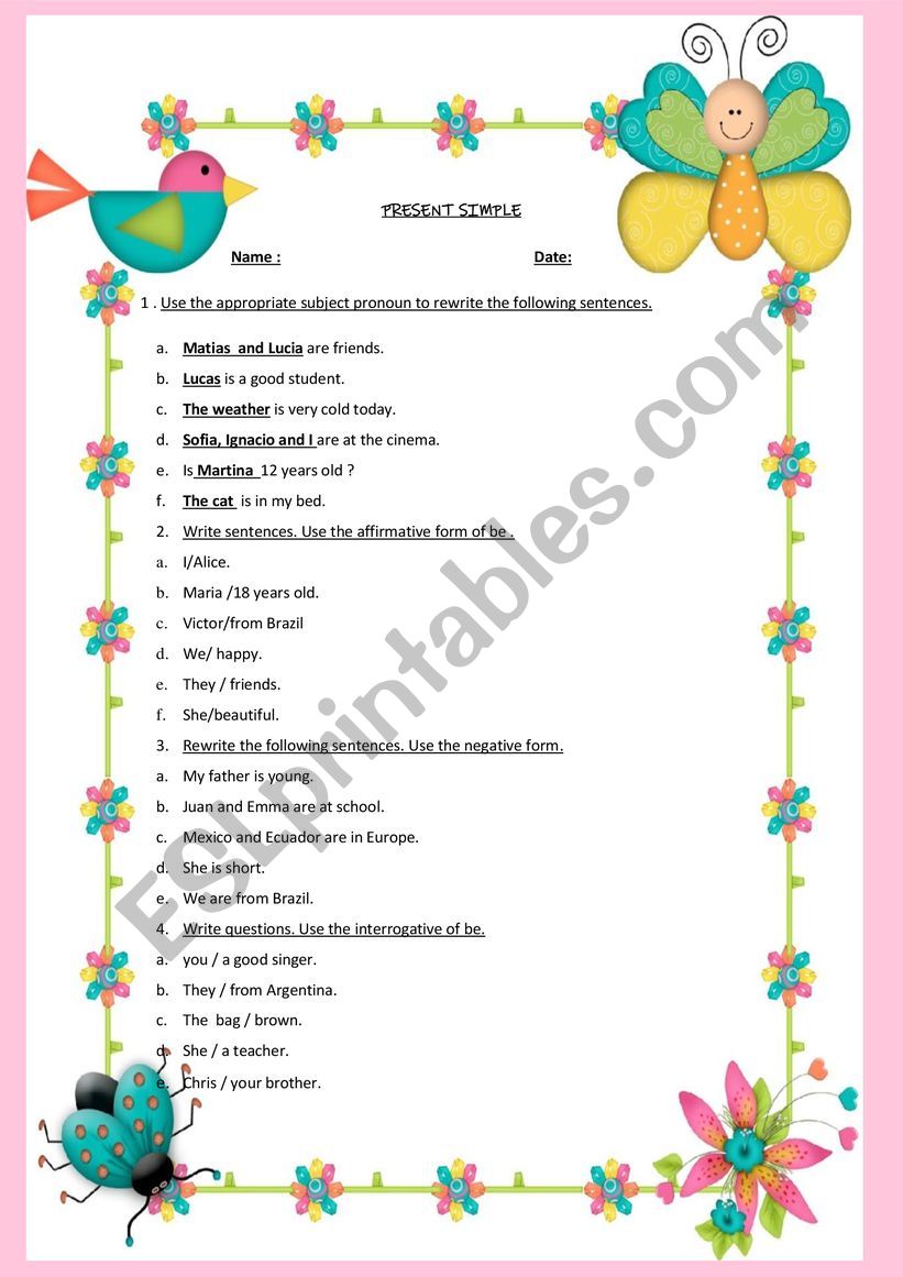 PRESENT SIMPLE worksheet
