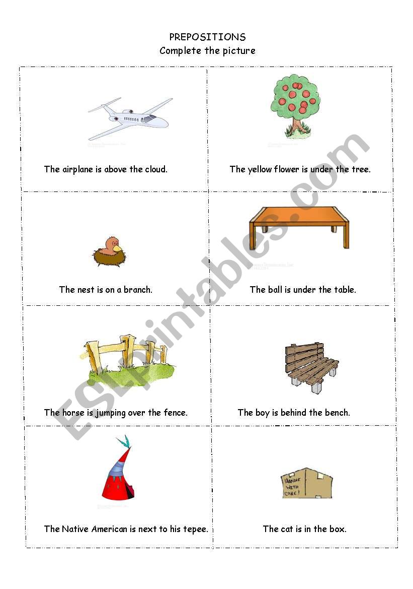 Prepositions worksheet