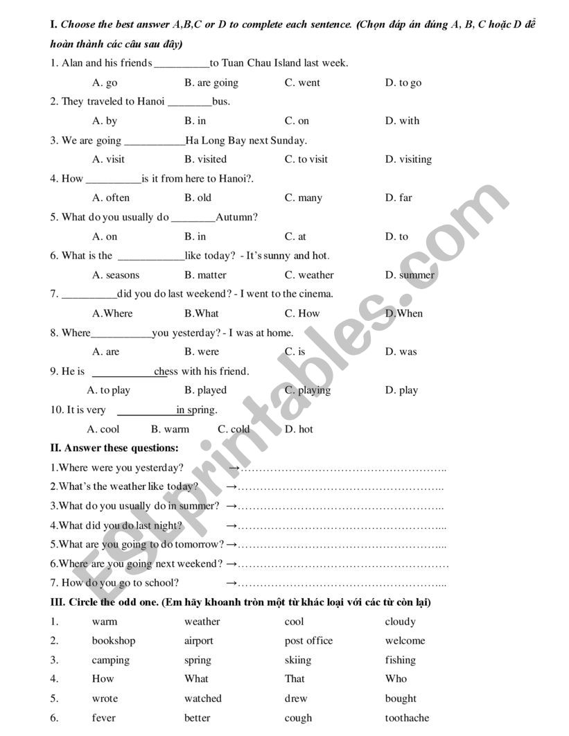 exercise worksheet
