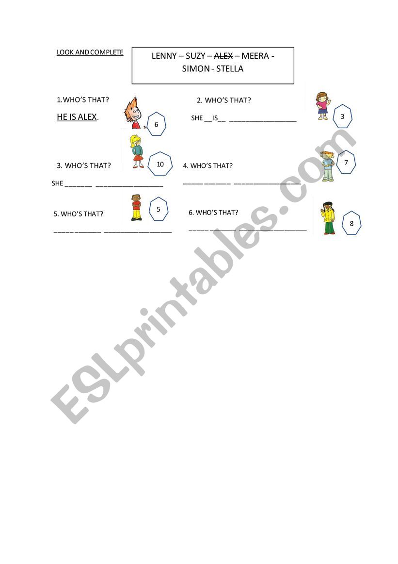 He / She and age worksheet