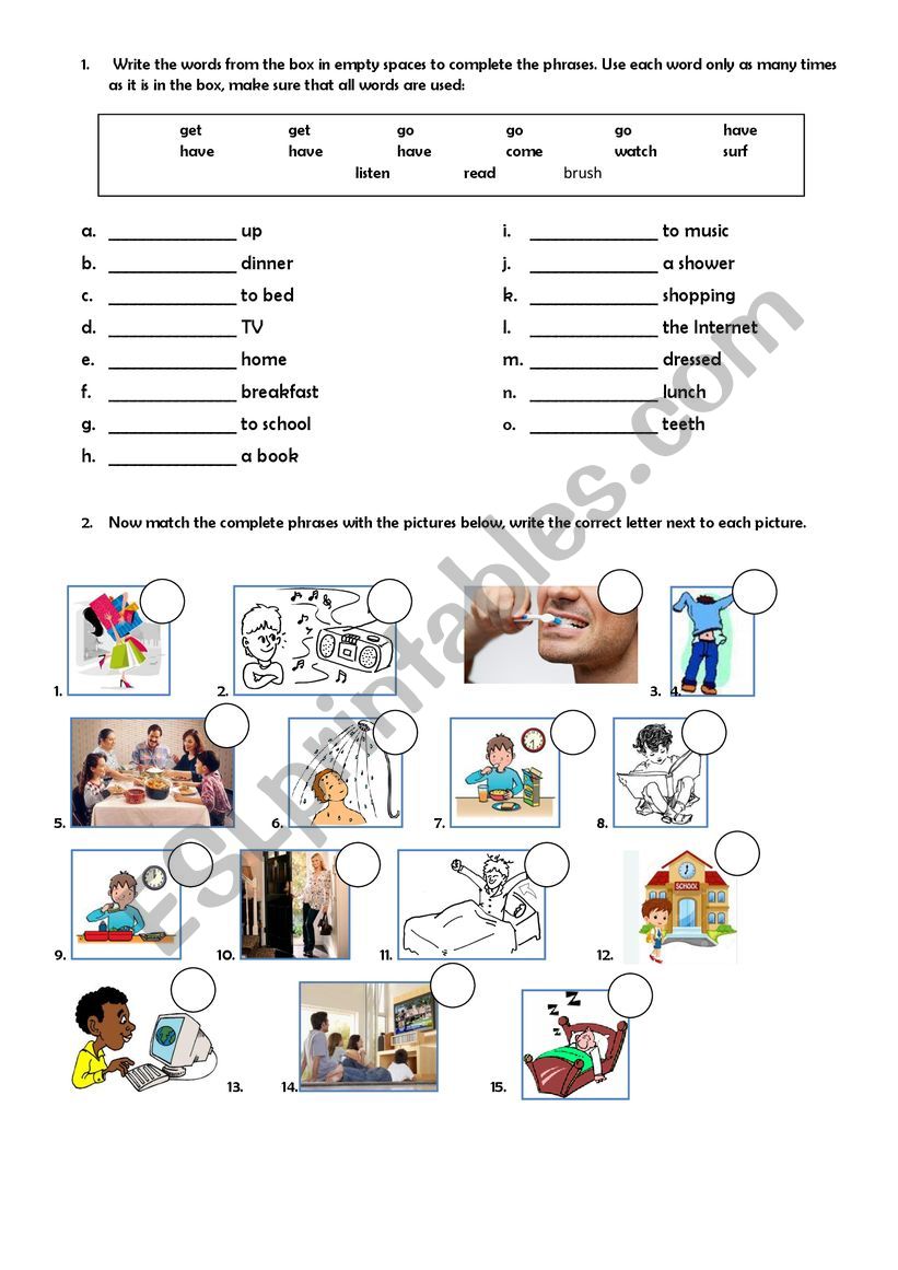 Daily routine worksheet worksheet