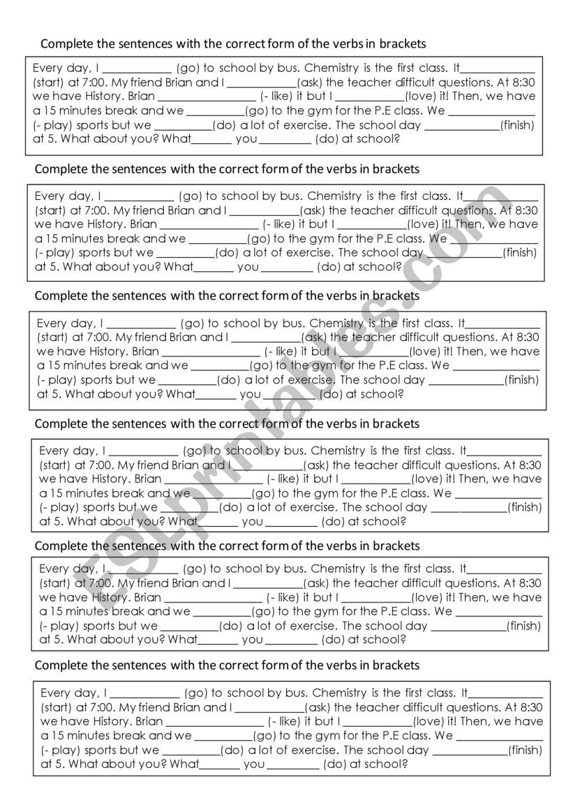 present simple exercises worksheet