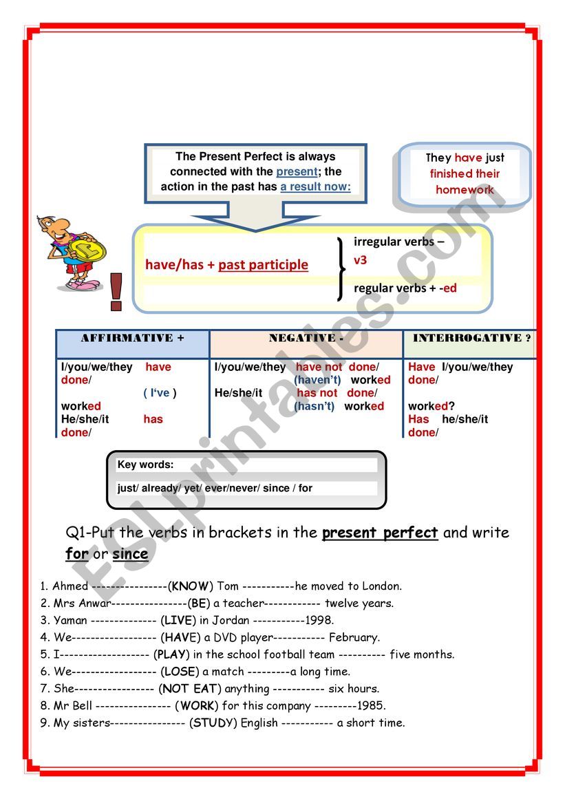 present perfect tense worksheet