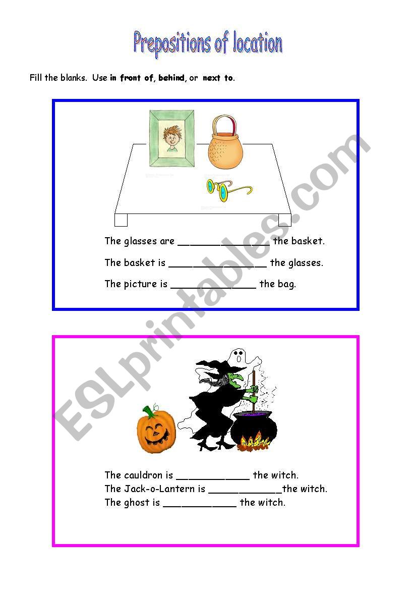 Prepositions worksheet