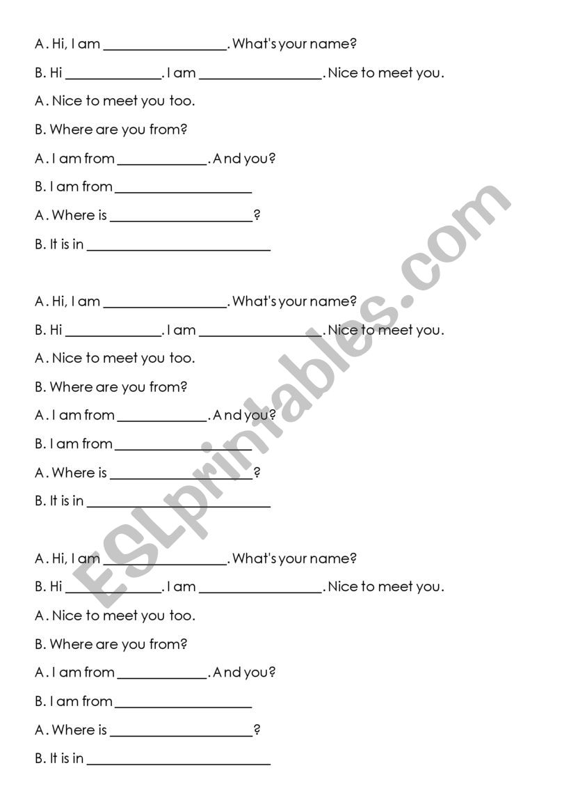 Conversation activity worksheet