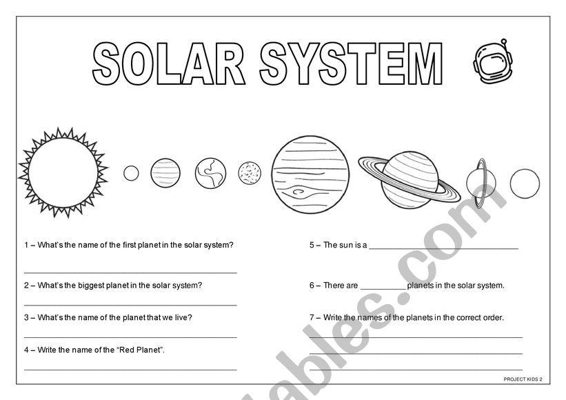 Solar System worksheet