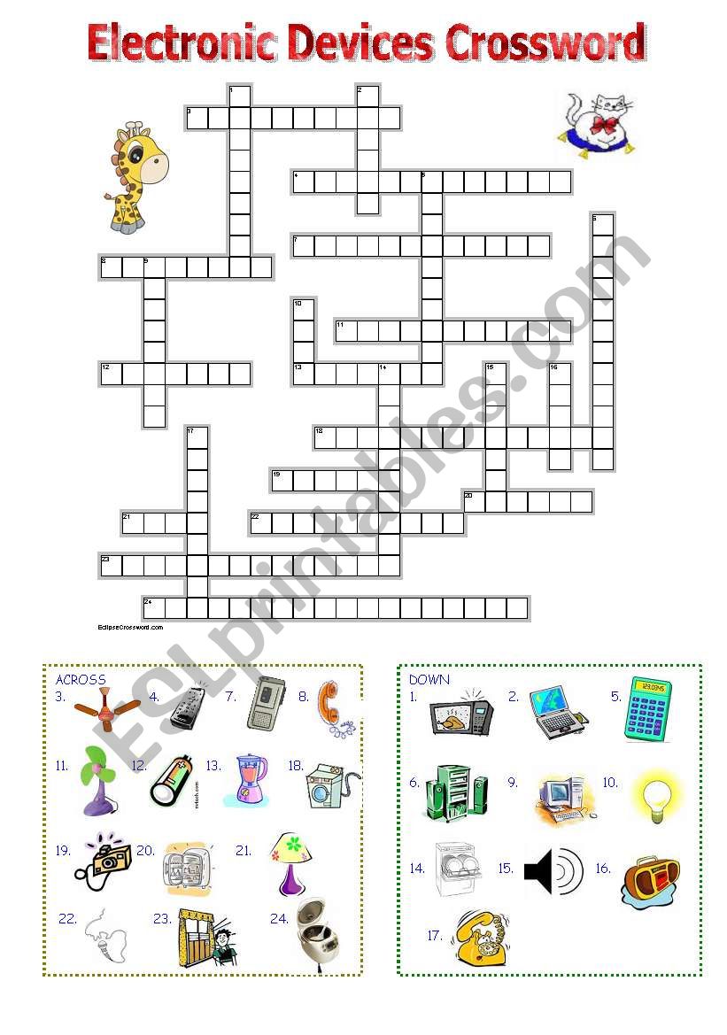 Electronic Devices Crossword worksheet