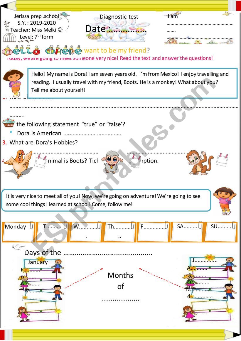 Diagnostic test/ review 7th form